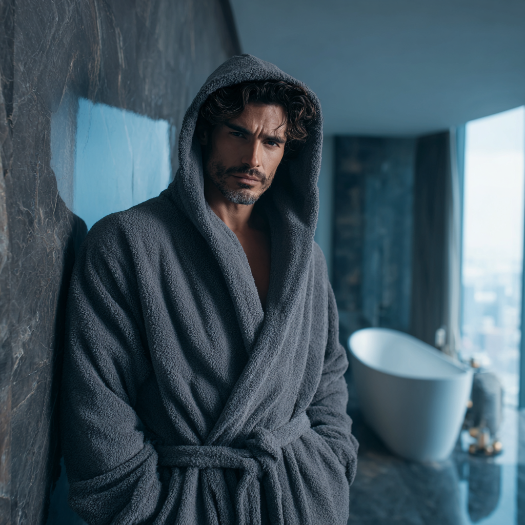 Robe de chambre homme à capuche