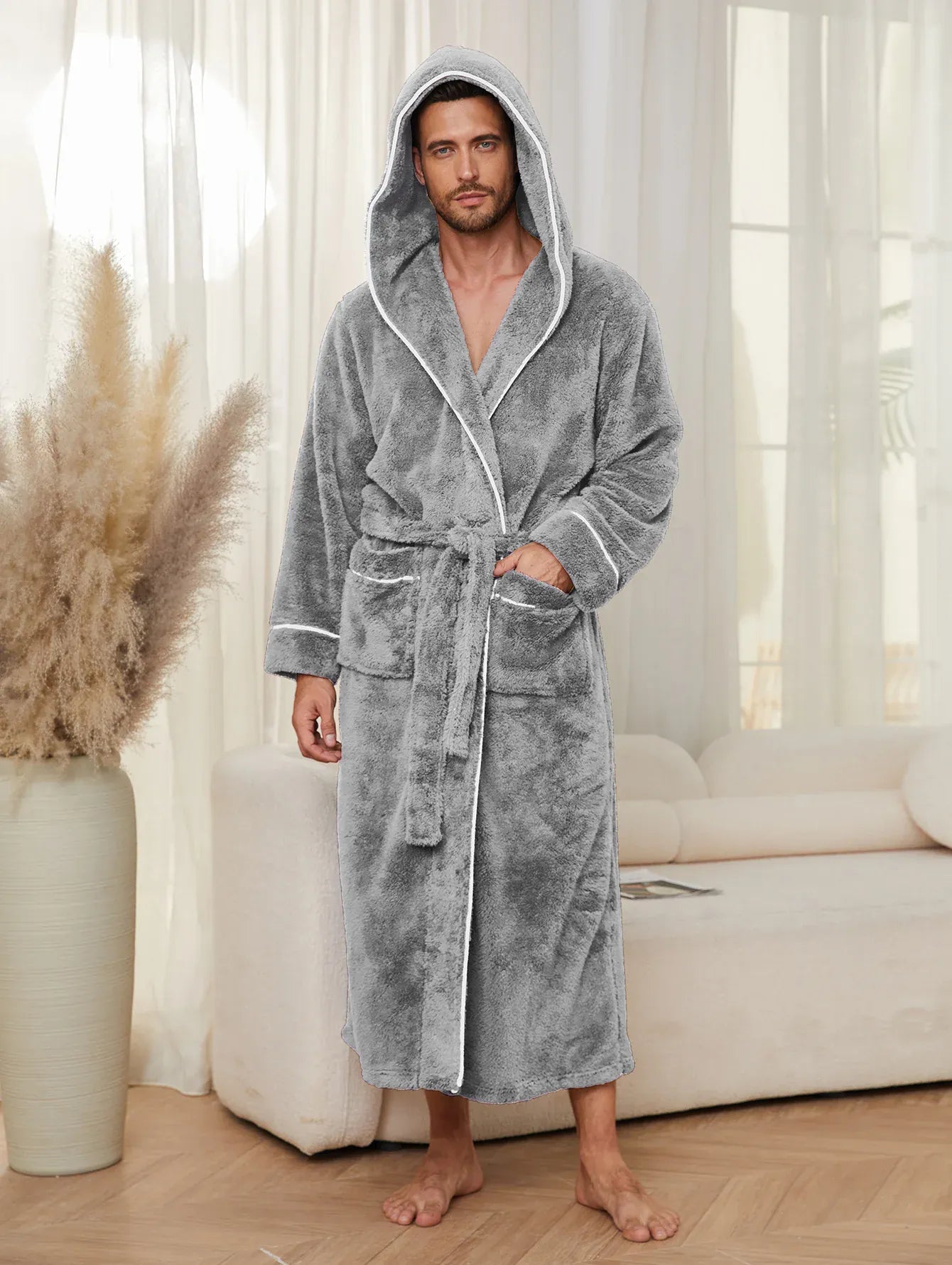 Robe de chambre homme polaire longue