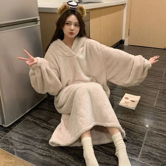Robe de chambre longue polaire