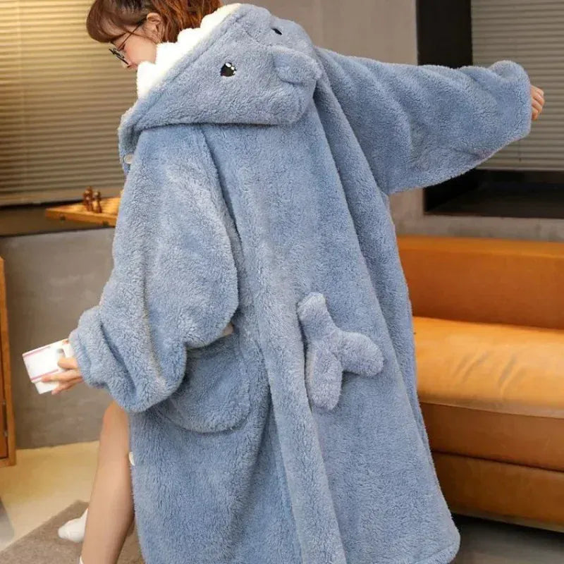 Robe de chambre polaire capuche